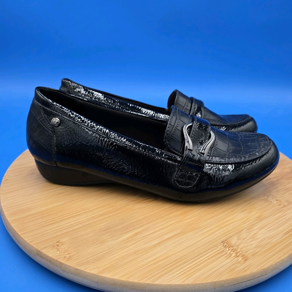 Marabella Black Patent  and Croc Texrured Loafers Women's 8.5 EUC‎